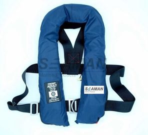SOLAS 275N Navy Blue Inflatable Life Jacket Double Air Chamber 60G Cylinder Dengan Harness D Ring