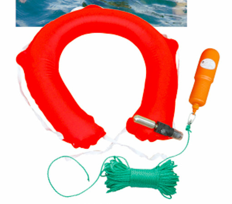 Throw Over Water Rescue 0.6kg Inflatable Lifebuoy Horseshoe Life Ring Dengan Rescue Rope